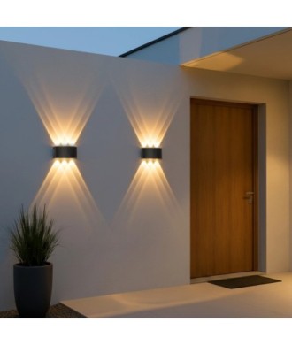 kelvo® SIXOAD KLV-101-0006 Φωτιστικό Τοίχου - Απλίκα LED 18W 1800lm 30° AC 220-240V Αδιάβροχο IP65 Θερμό Λευκό 2700K - CREE XPE Chip & TÜV SÜD Driver - Μαύρο Ματ - Μ17 x Π4 x Υ8cm - 5 Χρόνια Εγγύηση